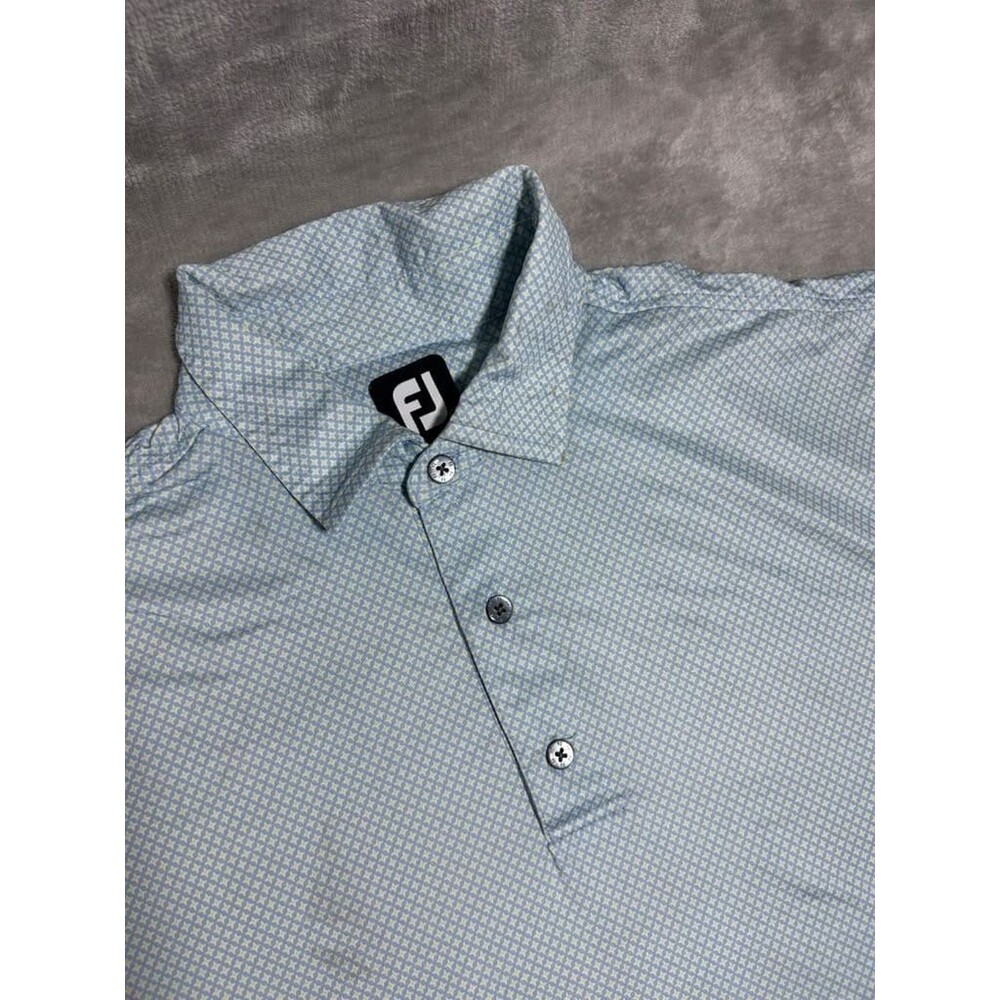 FootJoy Golf Polo Shirt Men Large Light Blue Stars Performance Outdoor Casual